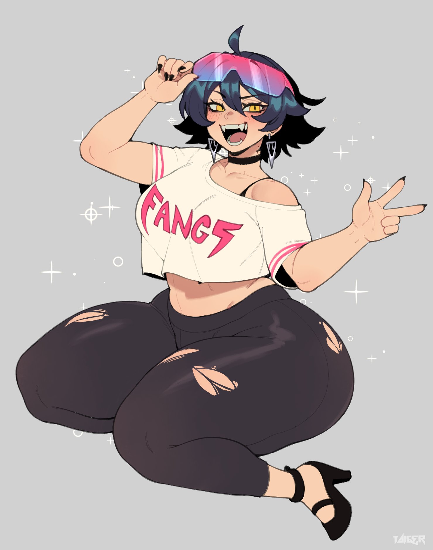 asian, asian female, ass bigger than head, big ass, big breasts, bottom heavy, crop top, fangs, female, female only, hips wider than shoulders, huge ass, huge hips, huge thighs, jubilation lee, jubilee, jubilee (marvel rivals), marvel, marvel rivals, midriff, sharp teeth, taigerarts, thick thighs, thighs, torn clothes, vampire, vampire girl, wide hips, x-men