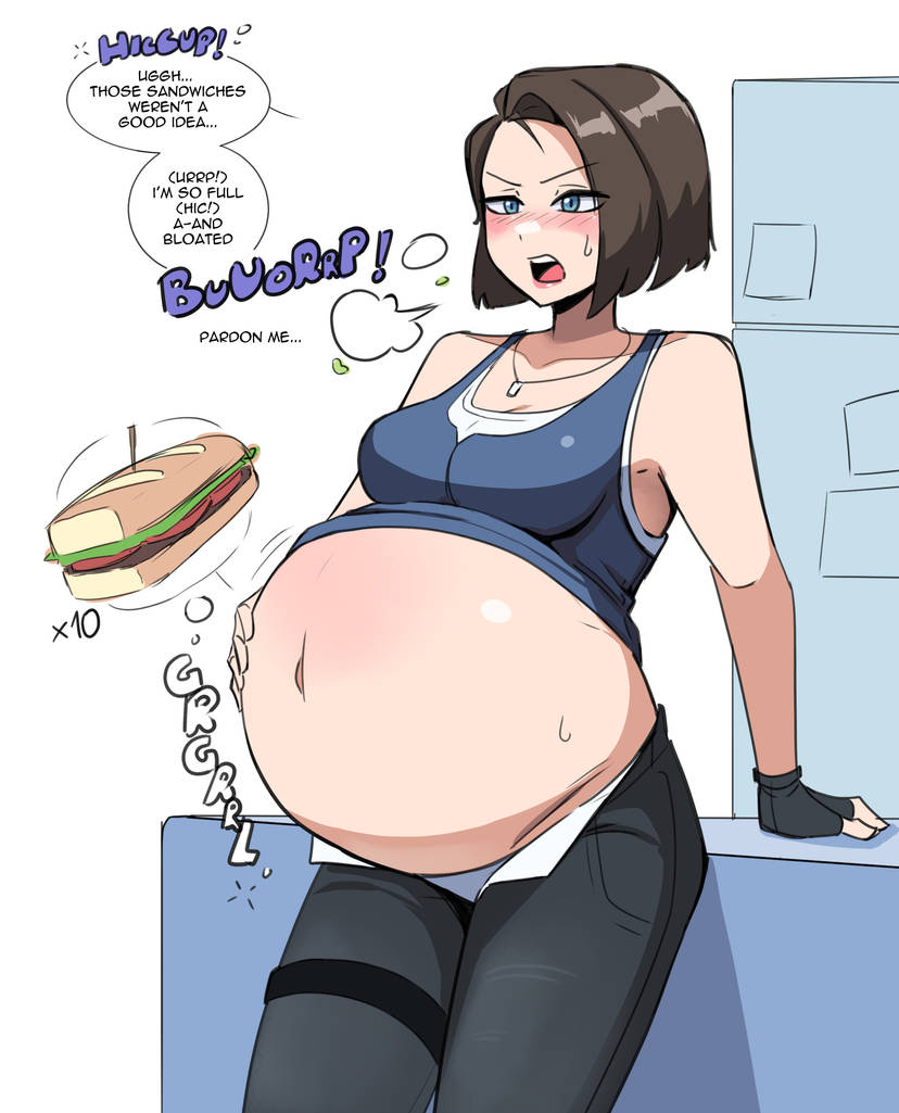 belly_expansion bloat bloated bloated_belly bloated_stomach bloated_tummy bloating burp burping elpacha2 jill_valentine resident_evil stuffed_belly