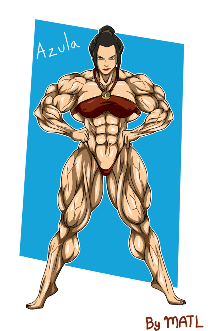 avatar_the_last_airbender azula bikini evil_grin extreme_muscles looking_at_viewer matl medium_breasts muscular muscular_female swimsuit toned