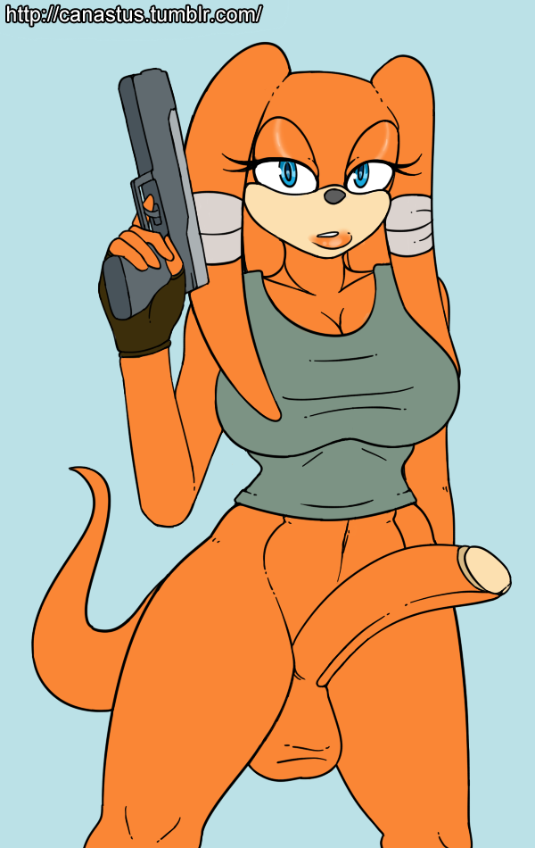 1futa anthro athletic balls blue_eyes breasts canastus clothing cosplay dreadlocks dress_up erection eyelashes flat_colors fur furry futa_only futa_sans_pussy futanari gloves gun half_naked handgun huge_penis intersex lara_croft_(cosplay) lipstick looking_at_viewer makeup midriff orange_fur penis pinup pistol pose ranged_weapon shirt simple_background solo_futa sonic_(series) tank_top tikal_the_echidna tomb_raider weapon wide_hips