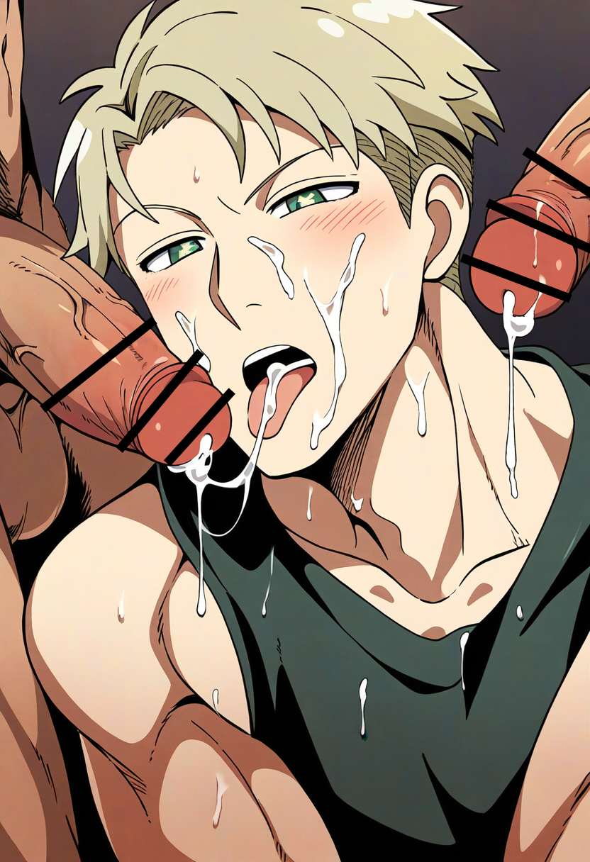 ai generated, gay, kyosuke takesaki, loid forger, male, male only, muscles, muscular, muscular male, spy x family, yaoi