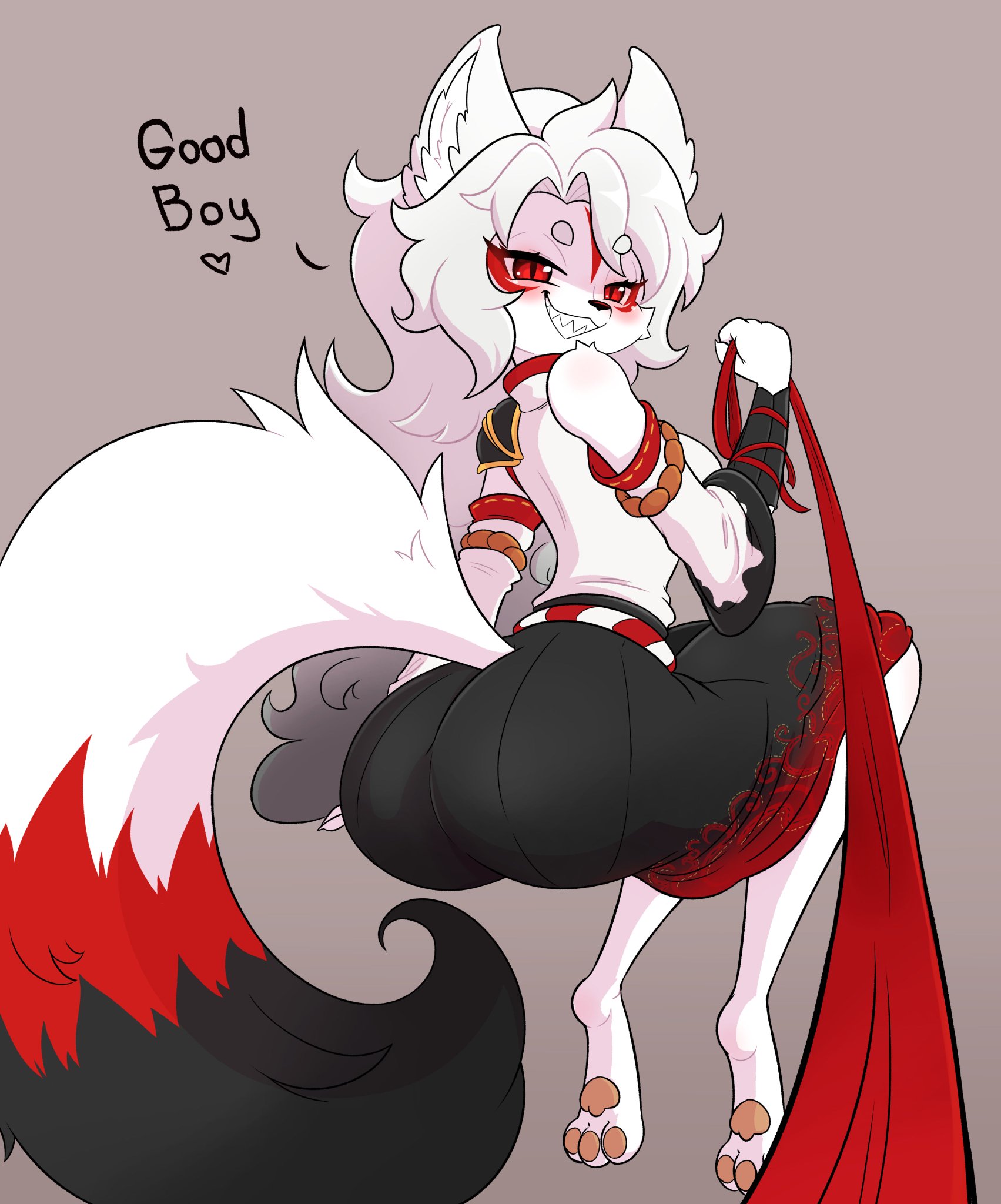 1girls, altgeodon, ass, big ass, big tail, breasts, dominant female, dommy mommy, fat ass, female, female focus, female only, furry, furry ears, furry female, furry only, furry tail, good boy, jasminthemanticore, leash, leash pull, leashed pov, sharp teeth, sitting, tagme, text, toe beans