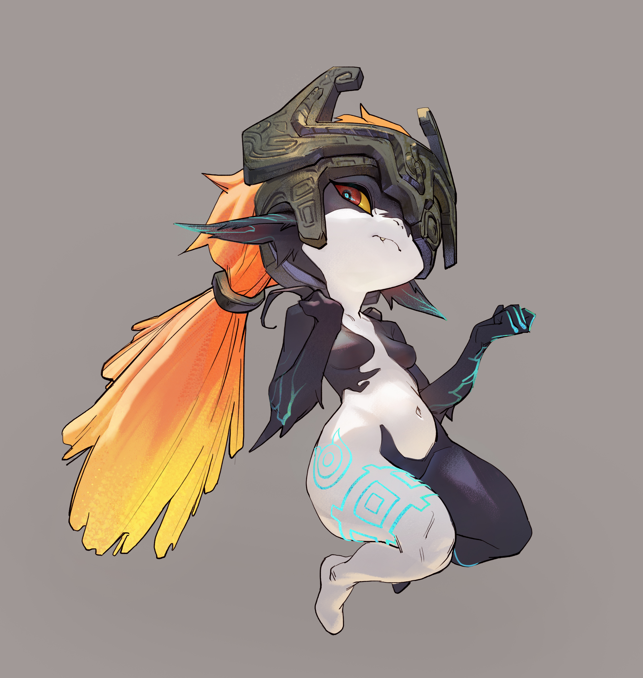 1girls, barefoot, big breasts, breasts, female, female only, full body, imp, imp midna, midna, solo, solo female, the legend of zelda, thick thighs, twilight princess, wide hips, zeker