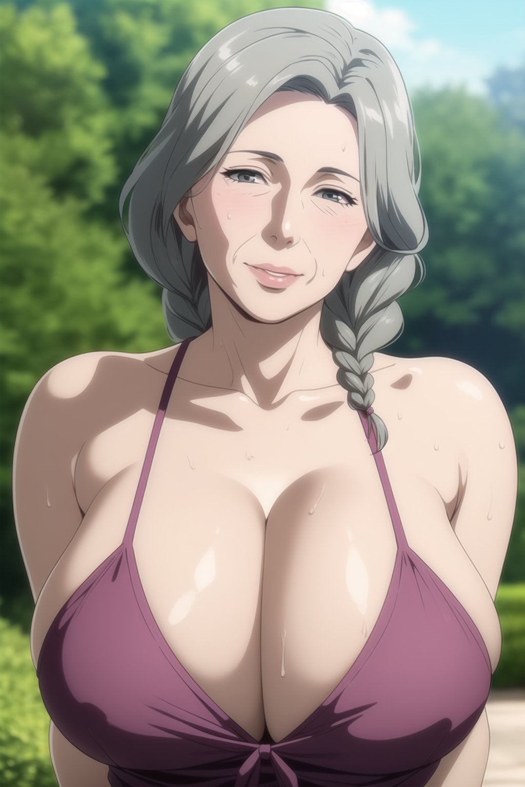 ai generated, big breasts, breasts, cleavage, female, gilf, grandmother, huge breasts, old, older female, ultrahentaisai