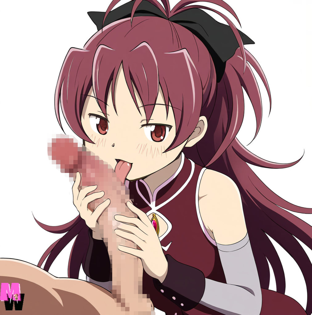 1boy 1boy1girl 1girls 2024 ai_generated blowjob censored fellatio female handjob human licking licking_penis light-skinned_female light_skin long_hair looking_at_viewer madoka_worship mahou_shoujo_madoka_magica male masturbation oral oral_sex pervert puella_magi_madoka_magica red_eyes red_hair sakura_kyouko smile smiling_at_viewer straight white_background young