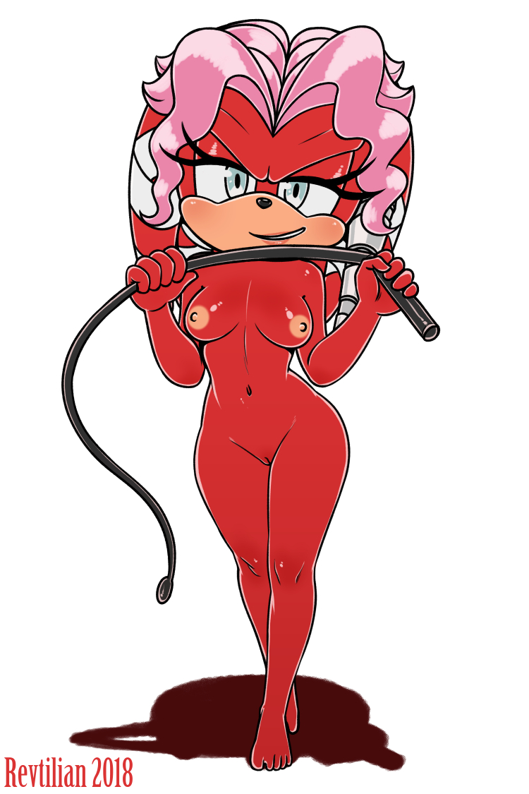 2018 5_fingers anthro breasts dominatrix echidna female femdom front_view full-length_portrait grey_eyes grin hair holding_object holding_weapon holding_whip humanoid_hands implied_femdom lien-da looking_at_viewer mammal monotreme naughty_face navel nude pink_hair portrait pussy red_skin revtilian simple_background smile solo sonic_(series) standing weapon whip white_background