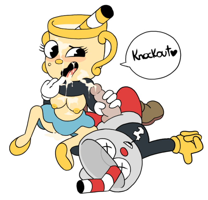 anthro breasts breasts_out cum cum_drip cum_in_mouth cum_in_pussy cum_on_breasts cum_on_face cuphead cuphead:_the_delicious_last_course cuphead_(game) faint handjob ms._chalice partially_clothed sex shortstack smile tongue_out windstand