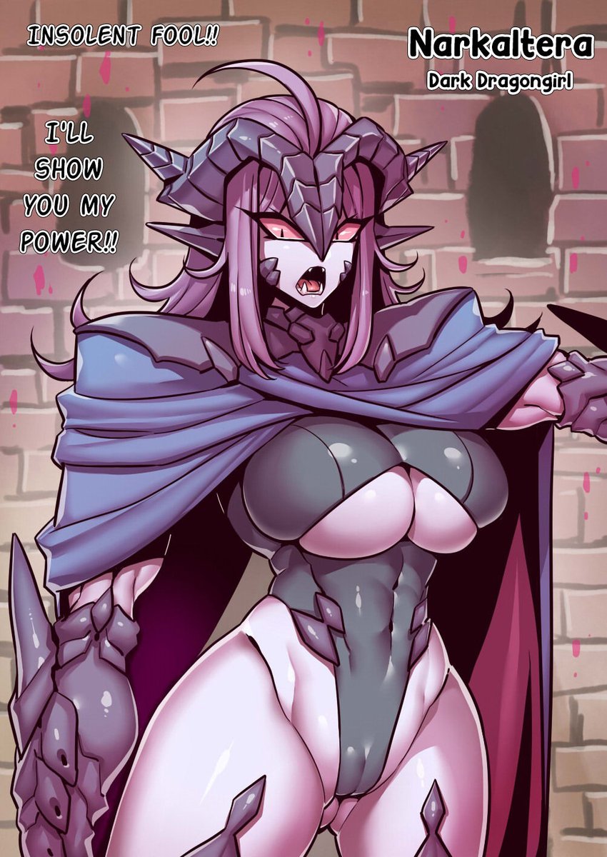 1girls abs big_breasts cleavage dialogue dragon dragon_girl dragon_horns female female_only gonzalo_costa horns large_breasts looking_at_viewer original original_character purple_body purple_hair purple_skin solo solo_female solo_focus text thick_thighs thighs tsuki_wani tsukiwani tukiwani underboob wide_hips