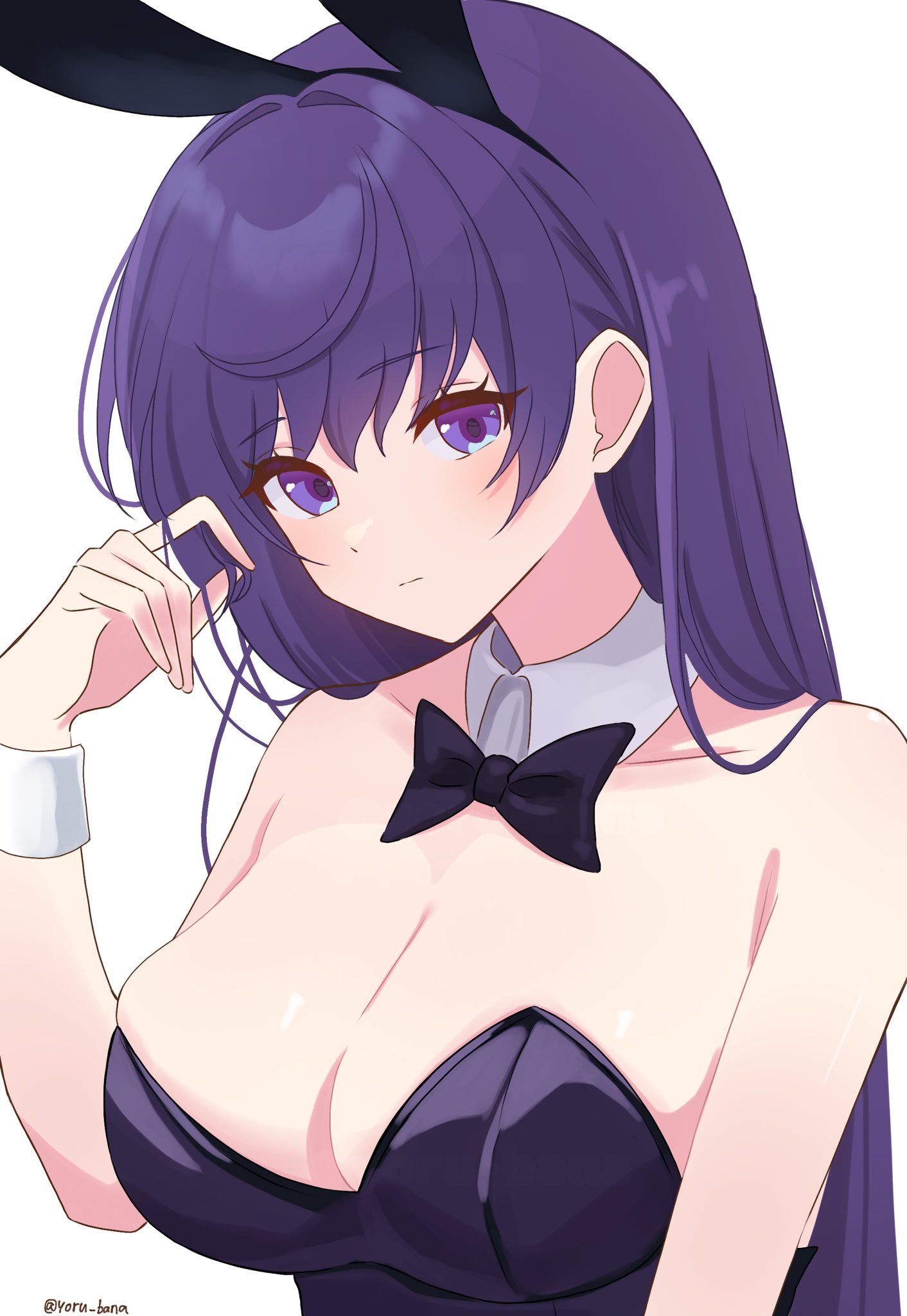 1girls, asahina mafuyu, big breasts, blue eyes, bunny ears, bunny girl, female, female focus, female only, project sekai, purple eyes, purple hair, solo, solo female, solo focus