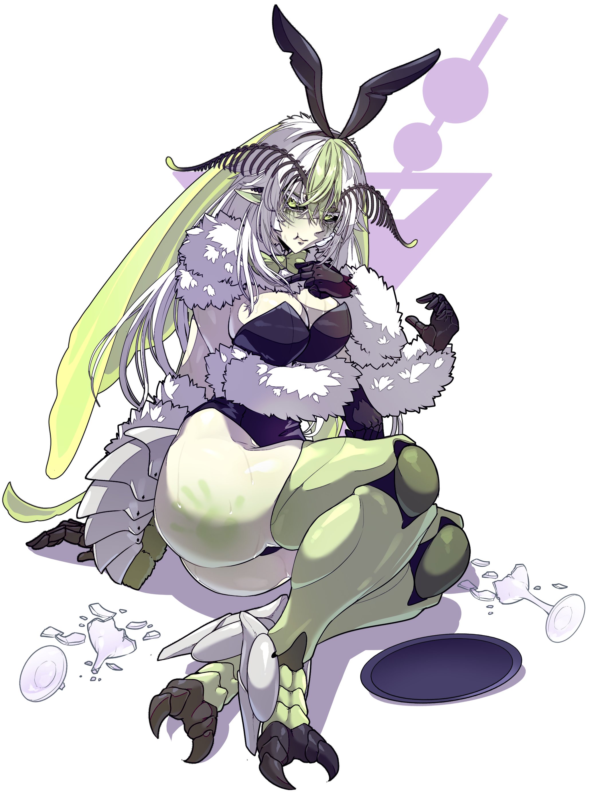 1girls, bunny ears, bunnysuit, egocider, female, four arms, handprint, handprint on ass, indie virtual youtuber, indie vtuber, insect girl, insect humanoid, juniper (egocider), juniper actias, large breasts, leotard, moth, moth girl, moth humanoid, solo, tagme, thick, thick ass, thick thighs, thighs, virtual youtuber