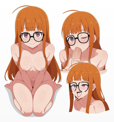 1boy, 1girls, boobs, dick, female, glasses, male, nude, nude female, persona, persona 5, sakura futaba