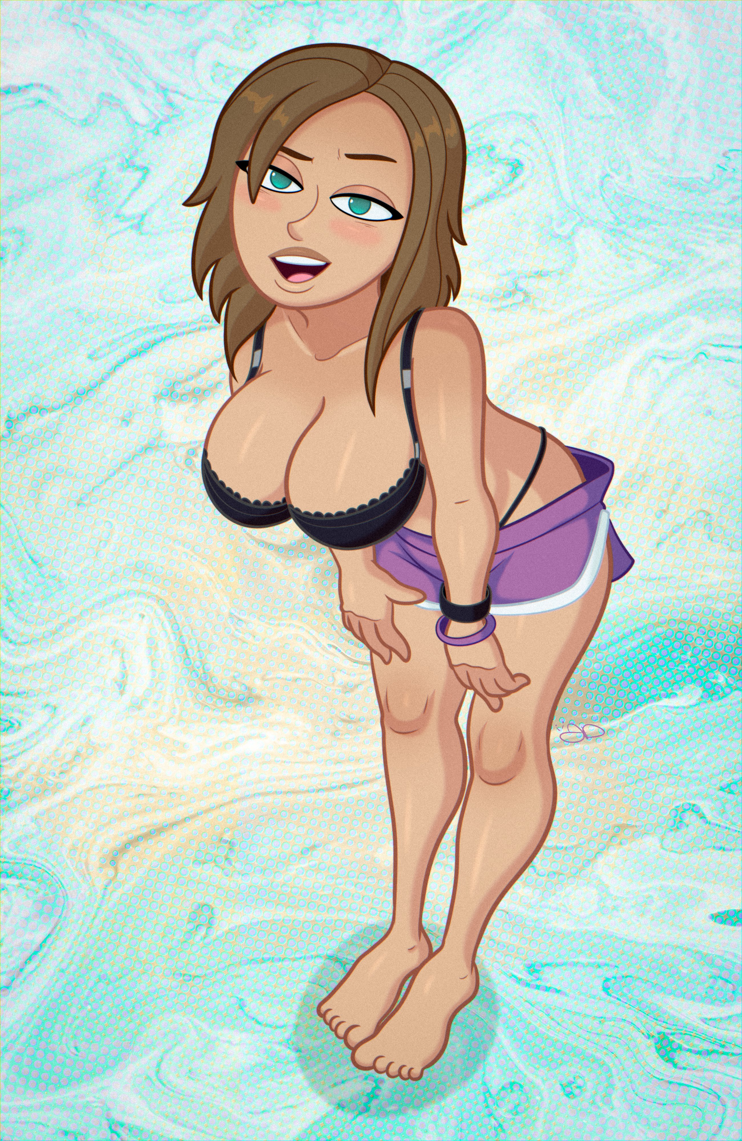 2d, barefoot, big breasts, bonnie rockwaller, bra, breasts, busty, cleavage, female, female focus, female only, hotpants, hourglass figure, jumpdriiver, kim possible, standing, tagme, wide hips