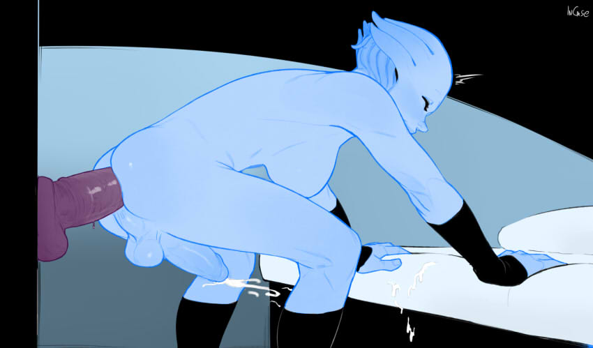1futa, alien, anal, asari, blue skin, cum, cumshot, dildo, futa only, futanari, incase, intersex, mass effect, solo