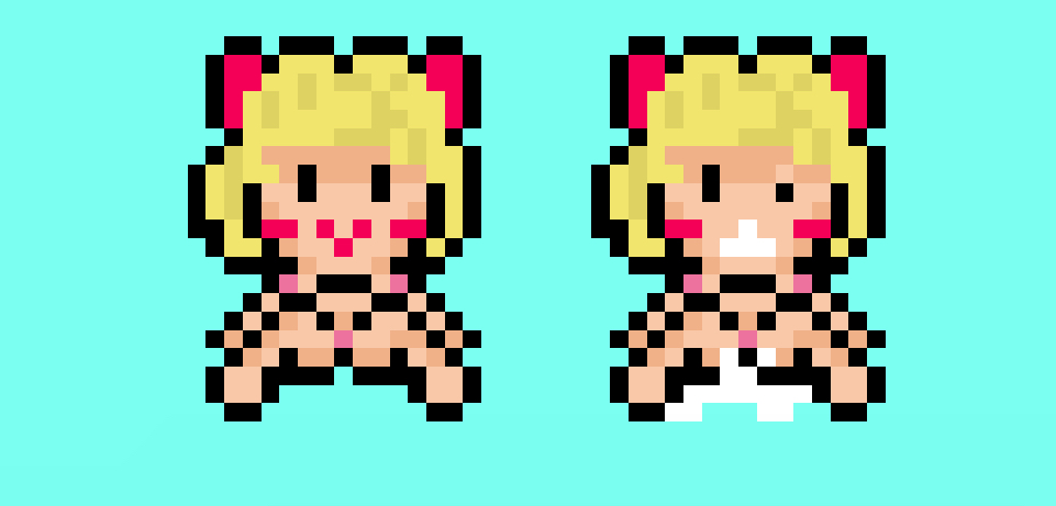 1girls blonde_hair blush boobs completely_nude completely_nude_female cum cum_in_pussy earthbound female legs_apart mother_(series) muymal nintendo nude nude_female paula_jones paula_polestar pixel_art pussy ribbon semen shoes shoes_on spread_legs vagina