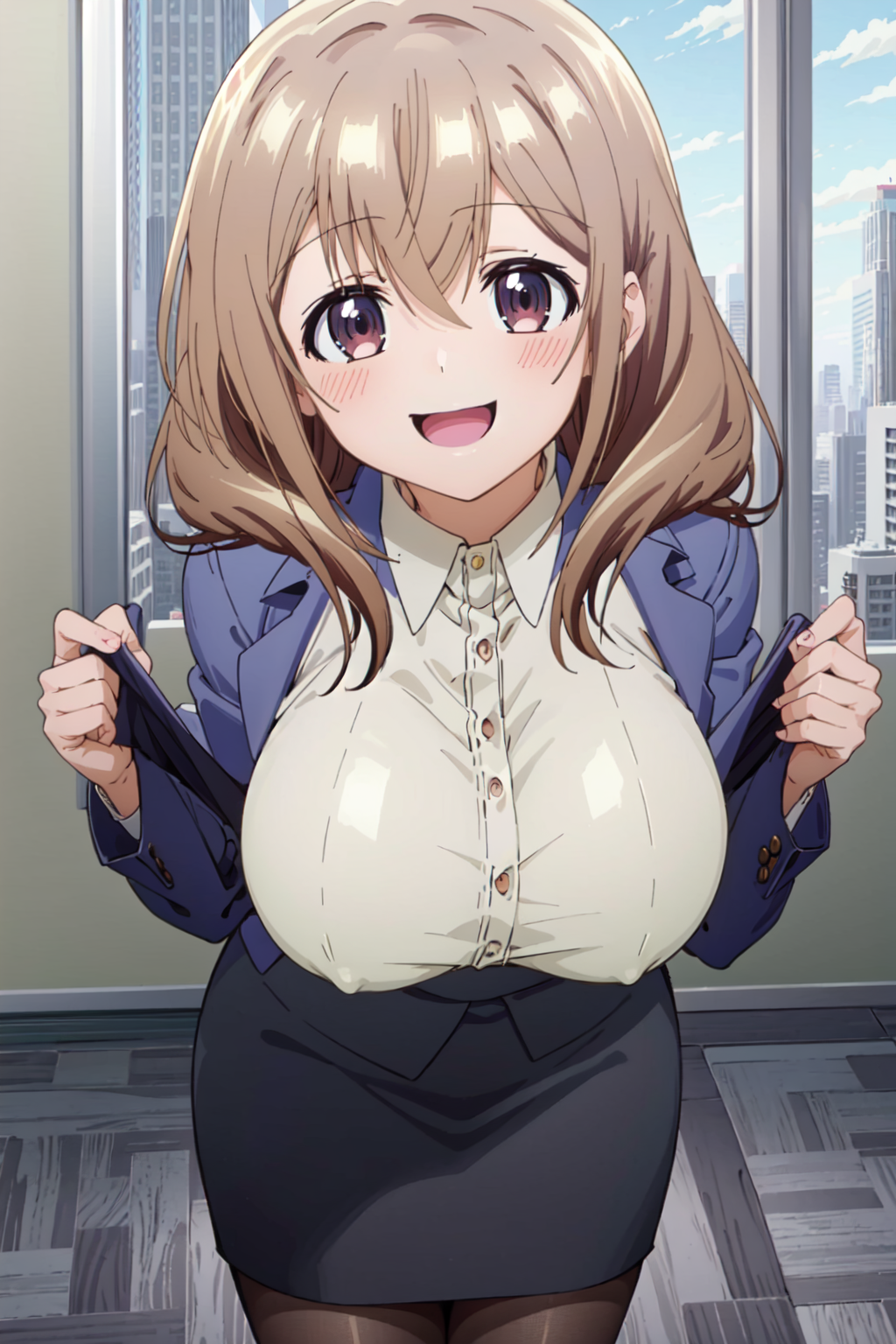 ai_generated big_breasts big_breasts katase_shiori looking_at_viewer my_tiny_senpai office office_lady stable_diffusion uchi_no_kaisha_no_chiisai_senpai_no_hanashi