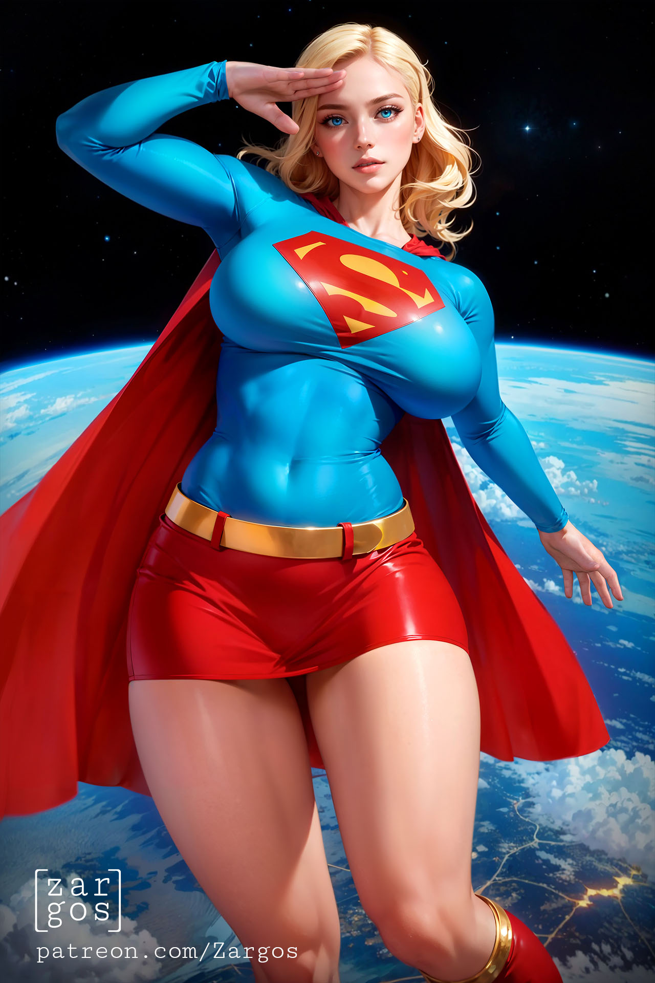1girls, ai generated, big breasts, breasts, dc, dc comics, female, female only, solo, solo female, supergirl, superman (series), zargos