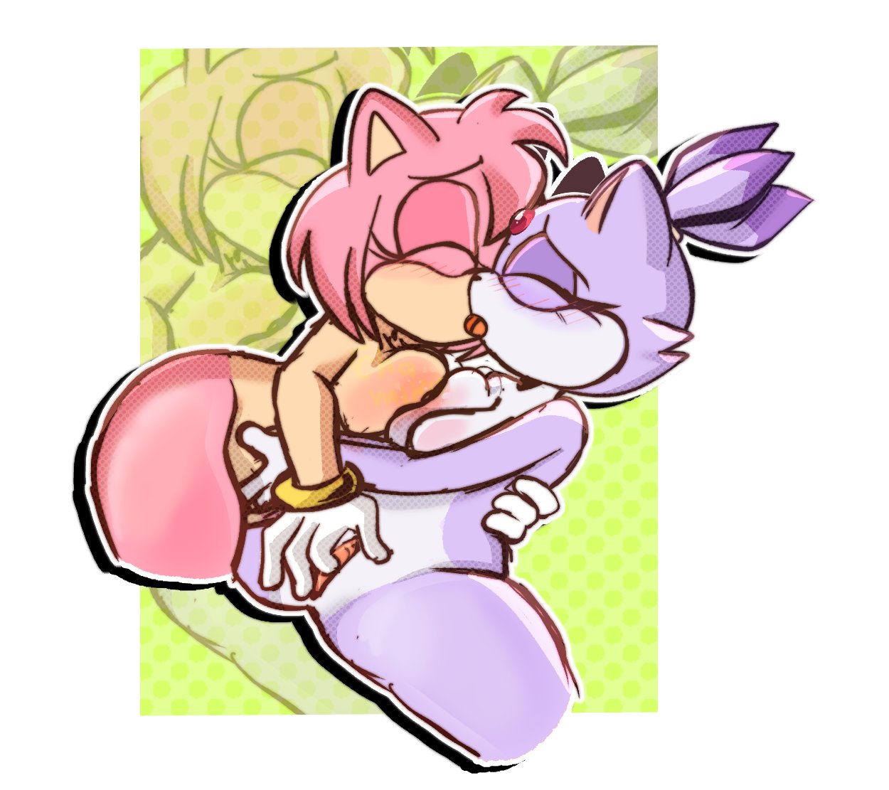 amy_rose blaze_the_cat chamiku lesbian_kiss lesbian_sex masturbating masturbating_other masturbation naked naked_female sonic_(series) sonic_the_hedgehog_(series) thick_thighs yuri