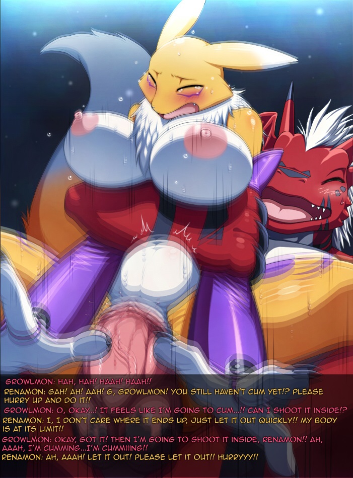 1boy 1girls 68_(artist) areolae big_breasts big_penis blush breasts bridal_gauntlets canine claws closed_eyes crying dialogue digimon domination duo english_text facial_mark fangs female femsub fingernails fluffy_tail fox furry growlmon guilmon happy hard_translated humanoid long_ears male male_domination male_penetrating maledom mammal markings motion_blur motion_lines multicolored_fur nipples open_mouth penetration penis pussy rape red_scales red_skin renamon reptile rough_sex scalie stomach_bulge straight sweat sweatdrop sweaty tail talking tears teeth text tongue translated vaginal_penetration veiny_penis white_fur yellow_eyes yellow_fur