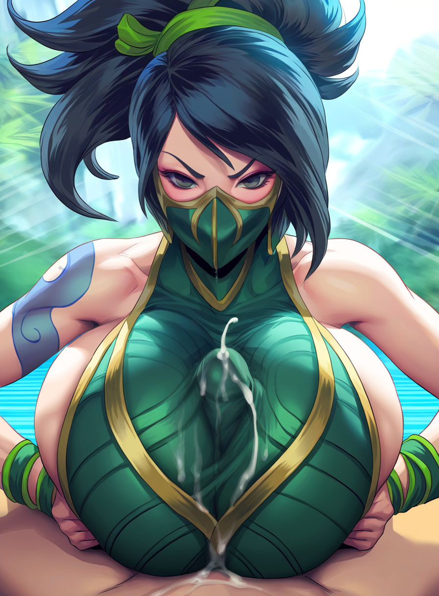 ai_generated akali akali_jhomen_tethi angry angry_paizuri angry_sex breasts_bigger_than_head cum cum_on_breasts cum_under_clothes ejaculation ejaculation_between_breasts gigantic_breasts huge_breasts league_of_legends male paizuri paizuri_lead_by_female paizuri_under_clothes penis_visible_through_clothing pov_paizuri round_breasts sideboob squeezing_breast titfuck_under_clothes titjob titjob_pov