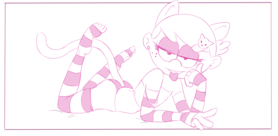 armwear, ass, cat ears, cat tail, femboy, girly, legwear, lincoln loud, looking at viewer, lying, male, nickelodeon, socks, solo, straight hair, the loud house, thighhighs, trap, underwear