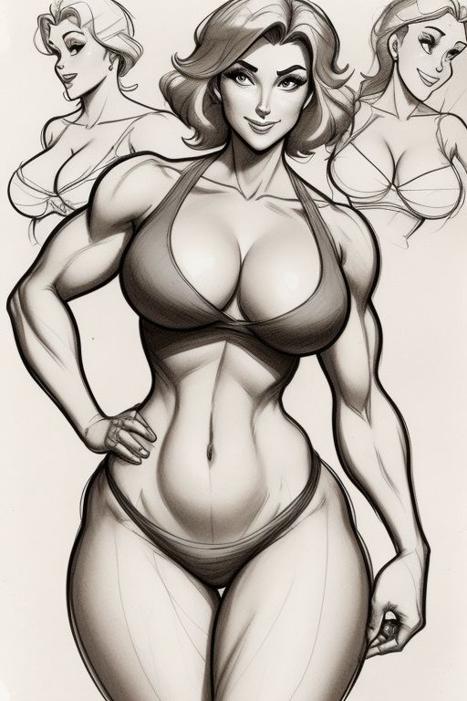 3girls ai_generated gym hourglass_figure karen milf mommy mommy_kink muscular_female older_female short_hair sketch thunder_thighs thunderthighs