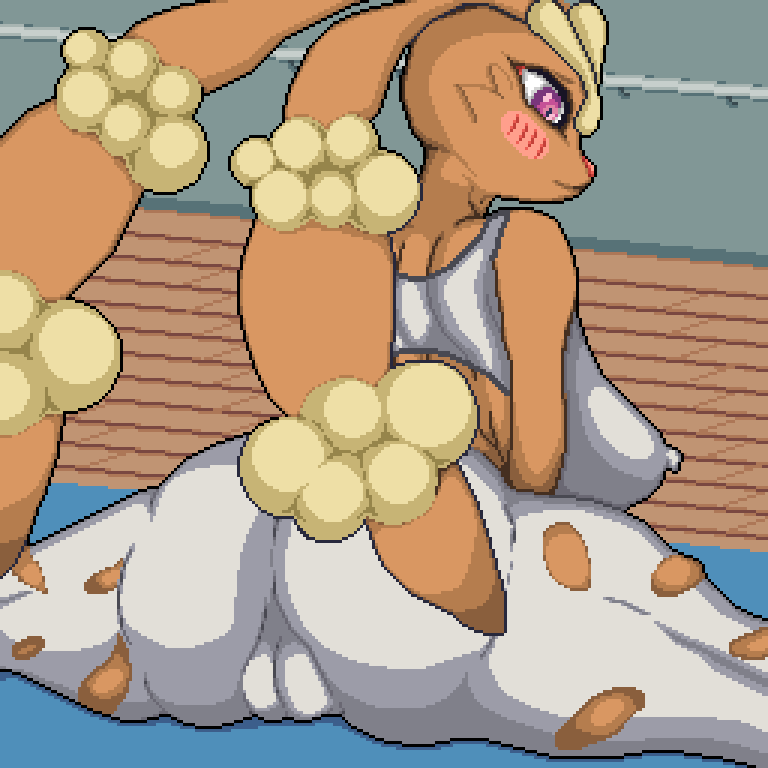 lopunny mega_evolution mega_lopunny no_humans pixel_art pokemon pokemon_(species) yoga_pants