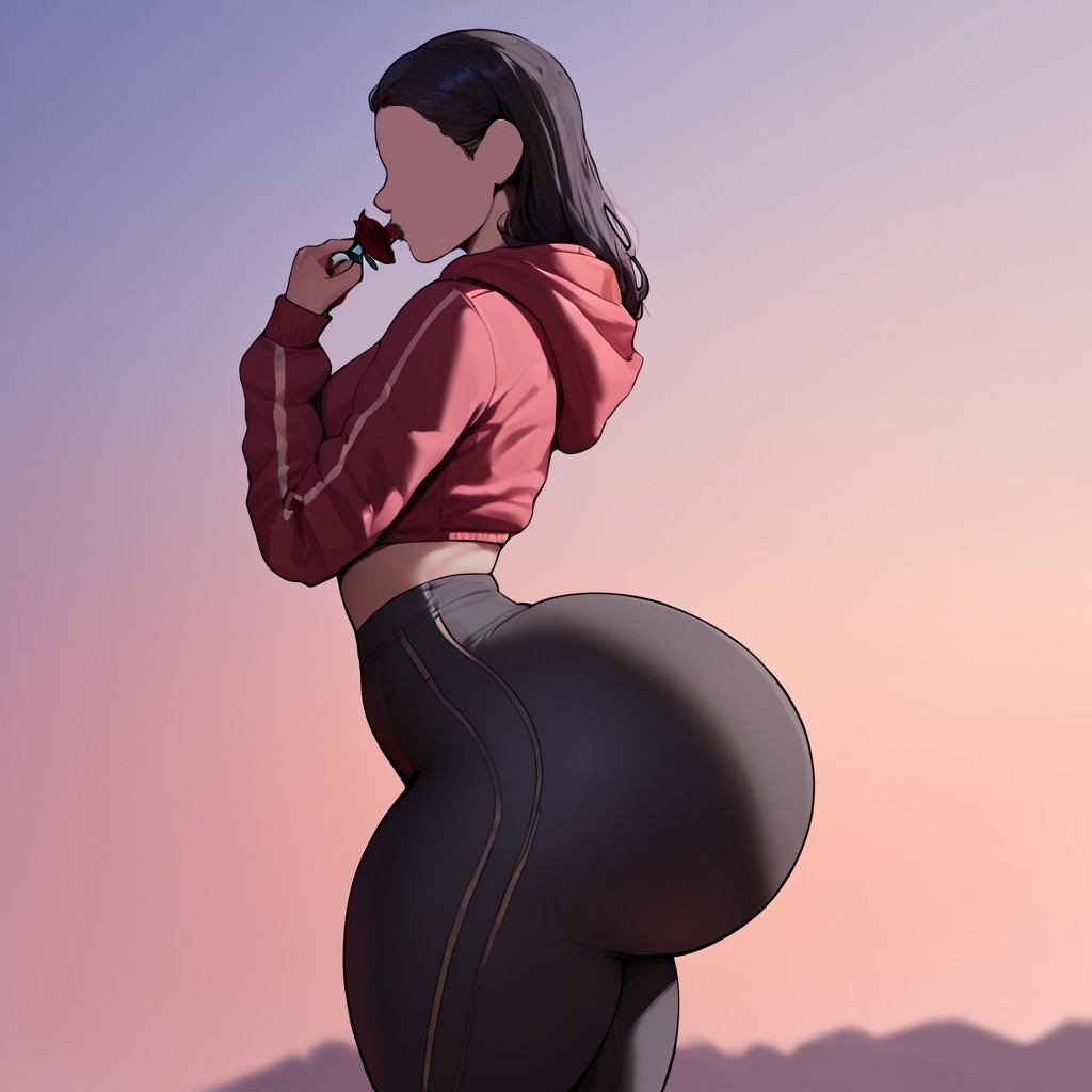 ai_generated artist_request ass_focus big_ass big_butt bubble_ass bubble_butt female female_only leggings nico_robin one_piece side_view solo sweater tight_clothing