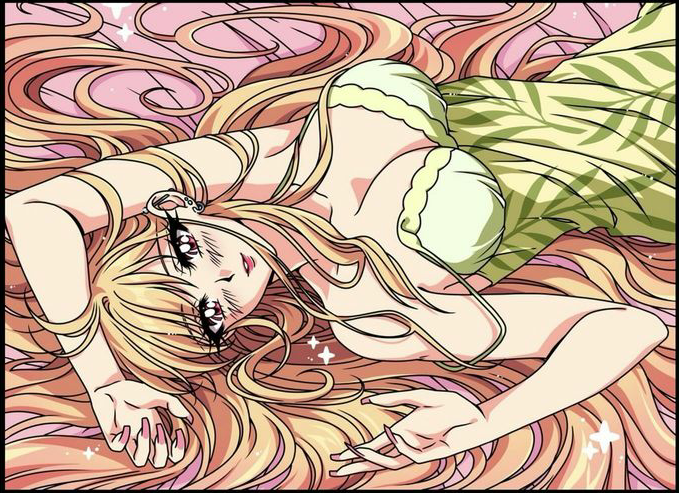 1girls big_breasts cleavage female female_only gyaru hfxpins human kitagawa_marin lying_on_back pajamas solo sono_bisque_doll_wa_koi_wo_suru yellow_hair