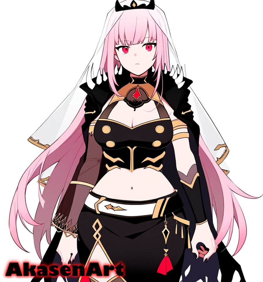 ai_generated akasenart cleavage crop_top hololive hololive_english hololive_myth midriff mori_calliope navel pink_hair virtual_youtuber vtuber