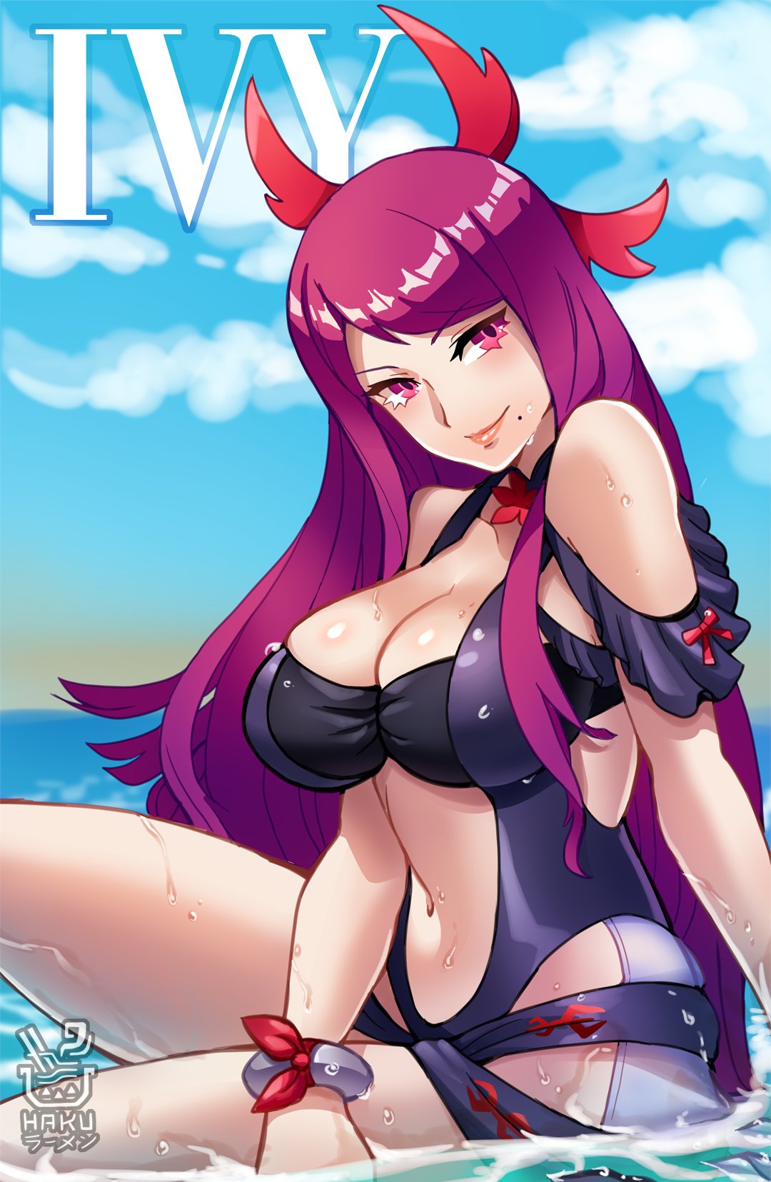 breasts female female_only fire_emblem fire_emblem_engage hakuramen ivy_(fire_emblem) ivy_(summer)_(fire_emblem) nintendo solo swimsuit tagme