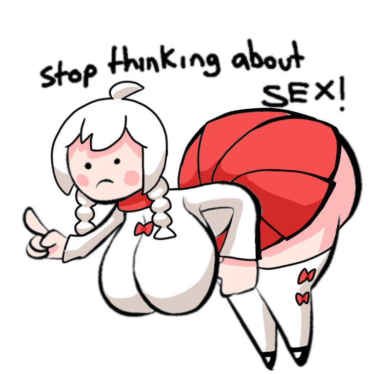 ass big_ass big_breasts meme sex_toy stop_thinking_about_sex stop_thinking_about_sex_(meme) twin_braids warma white_clothes white_hair white_socks