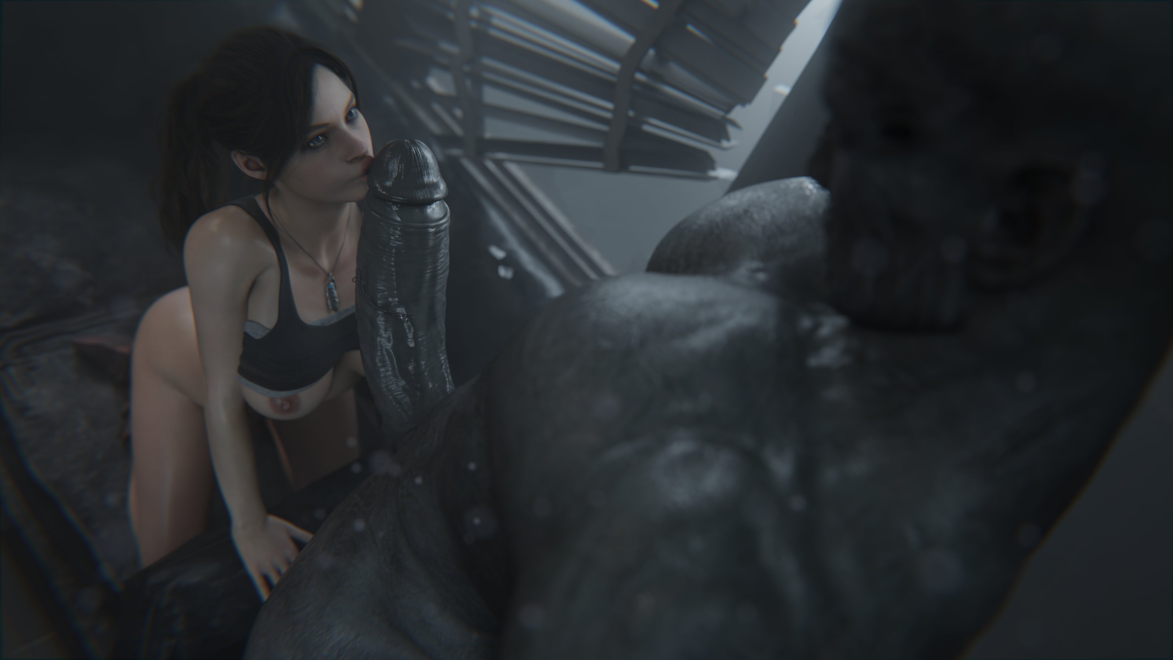 3d, 3d (artwork), big penis, capcom, claire redfield, claire redfield (jordan mcewen), couple, couple sex, female, happy, happy sex, happy trail, love, lovers, male, monster, monster cock, mr x, penis, penis awe, penis kiss, resident evil, resident evil 2, resident evil 2 remake, size difference, stephanie23, tyrant