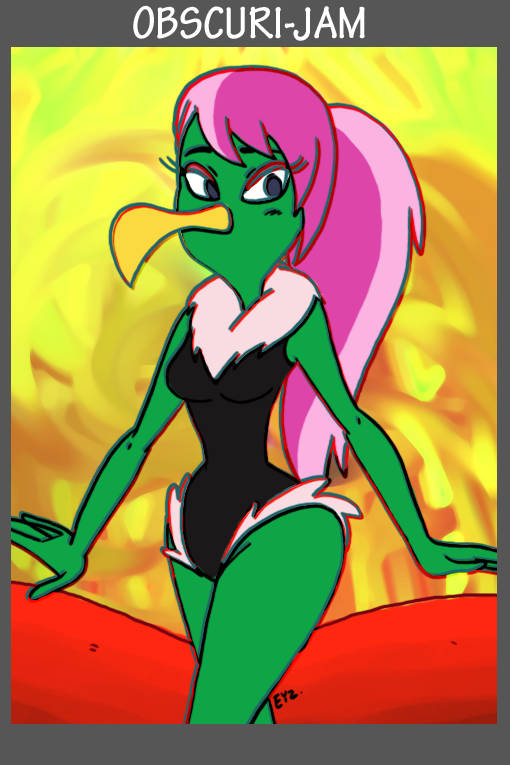 alien alien_girl alien_humanoid bird_girl green_body instant_martian looney_tunes martian one-piece_swimsuit pink_hair theeyzmaster warner_brothers