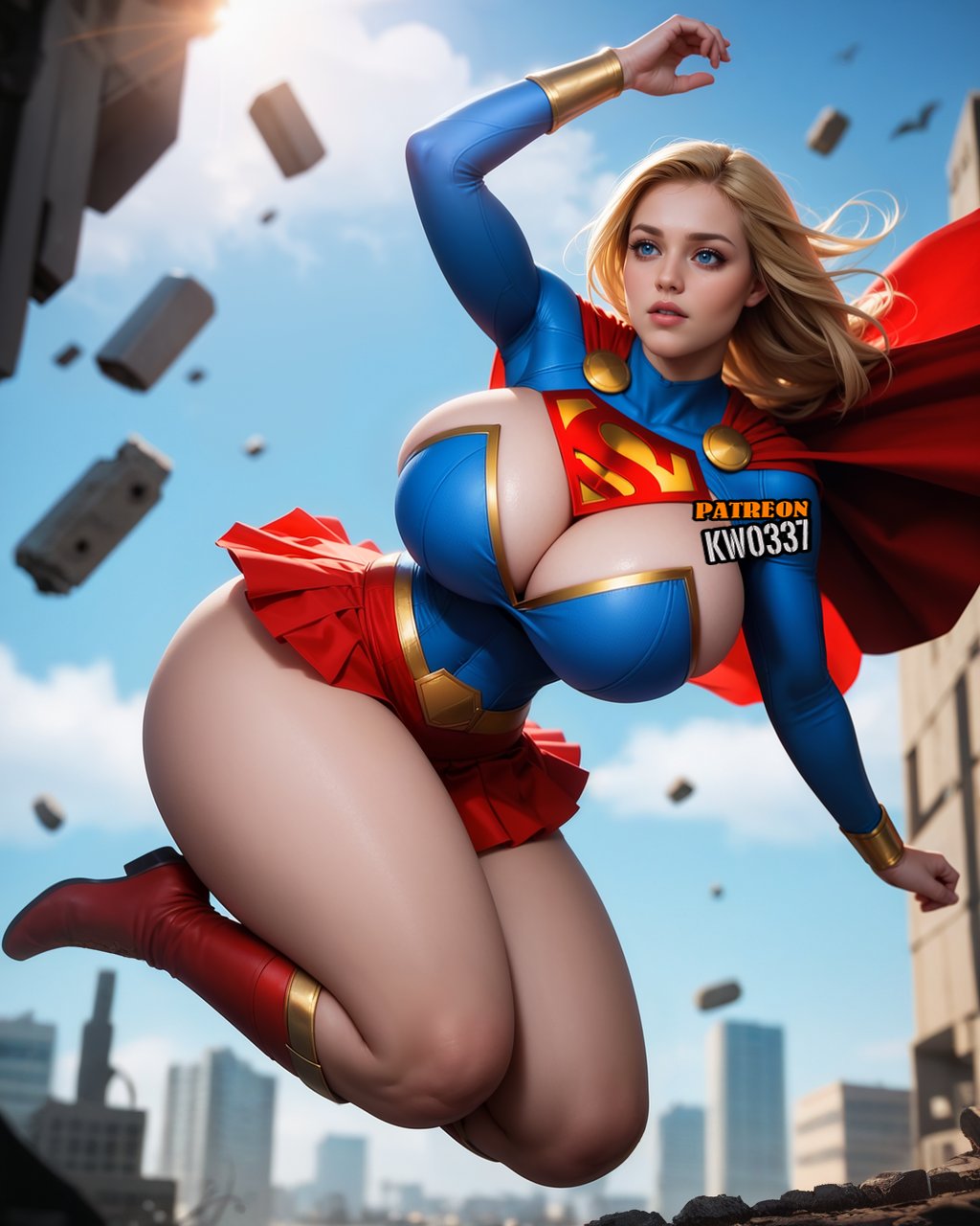 1girls, ai generated, ass, big breasts, bimbo, blonde hair, breasts, dc, dc comics, female, female only, hourglass figure, huge breasts, kw0337, solo, solo female, supergirl, superman (series), thick thighs, venus body, voluptuous, voluptuous female, white female, wide hips