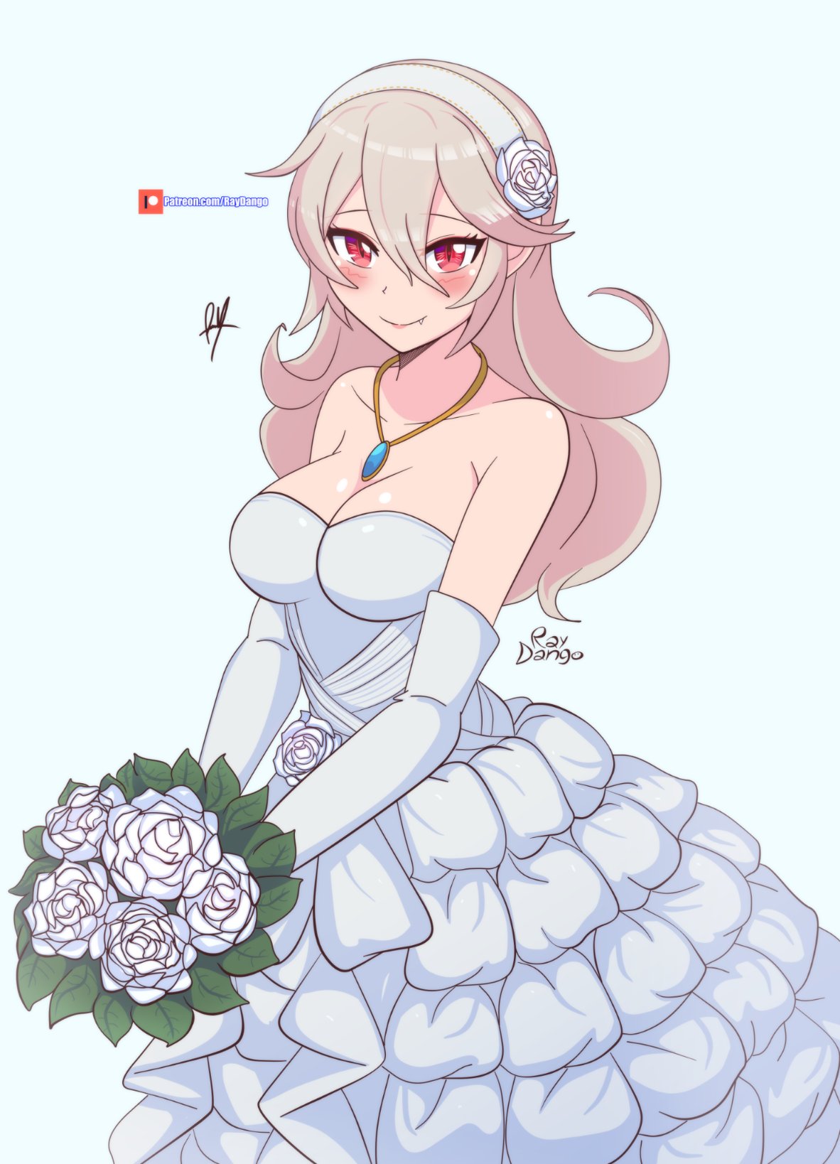 alternate_costume breasts bride corrin_(female)_(fire_emblem) corrin_(fire_emblem) corrin_(fire_emblem)_(female) female female_only fire_emblem fire_emblem_fates nintendo raydango red_eyes solo wedding_dress