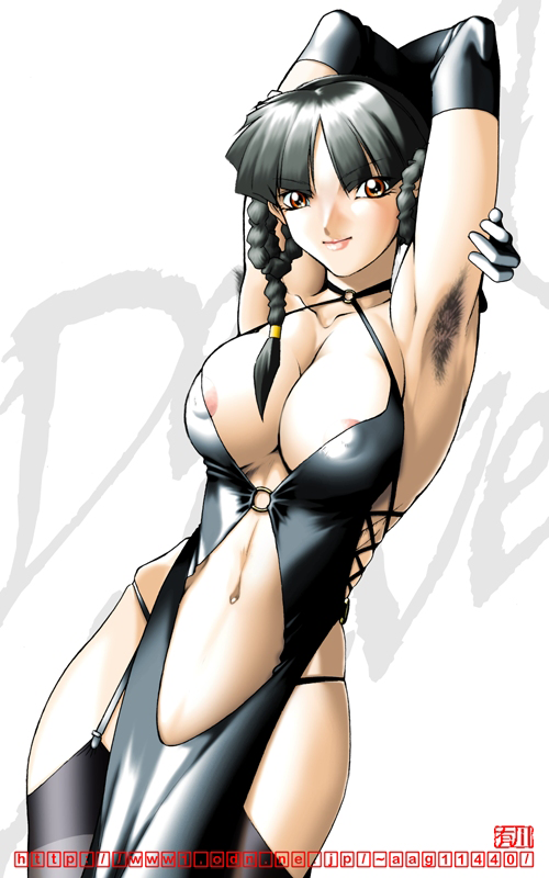 areola_bulge areolae arikawa armpit_fetish armpit_hair armpits arms_up athletic athletic_female bare_midriff big_breasts black_hair breasts brown_eyes busty cleavage cleavage_cutout dead_or_alive dress erect_nipples female female_focus female_only garter_straps hairy_armpits hourglass_figure legwear lei_fang light-skinned_female light_skin long_hair makeup navel nipple_bulge pinup pinup_pose skimpy skimpy_clothes skimpy_dress stockings stretching tied_hair wide_hips