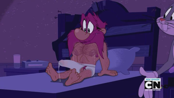 bugs_bunny cartoon_network duo erection hairy_male half_naked lactating lactation leaking_precum looking_at_penis looney_tunes male_only milk moustache on_bed red_hair screenshot screenshot_edit smiling tagme tagme_(artist) tenderule34 the_looney_tunes_show underwear warner_bros warner_brothers yosemite_sam