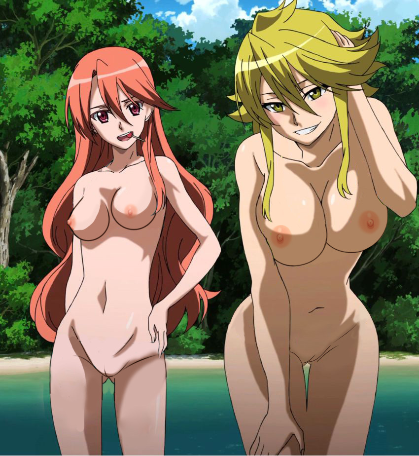 2018 2girls adult adults akame_ga_kill! amber_eyes areolae auburn_hair bent_over big_breasts blonde_hair breast_size_difference breasts chelsea_(akame_ga_kill!) edit female female_only lake large_breasts leone_(akame_ga_kill!) lolipop long_hair looking_at_viewer male_pov medium_breasts multiple_girls navel nipples nude orange_eyes orange_hair outdoors outside pale-skinned_female photoshop pink_hair pond pov pussy realistic_breast_size screencap short_hair smile teasing thigh_gap thighs tree wide_hips yellow_eyes