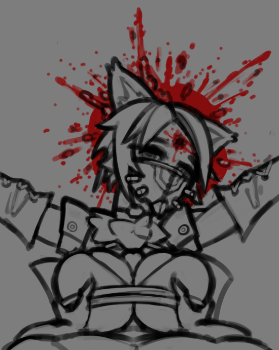 1boy 1girls anthro blood blood_pool blood_puddle blood_splatter blood_stain brain_matter breasts cat_ears catgirl dead dead_eyes empty_eyes face_mask fully_clothed furry gore grabbing_breasts groping_breasts gunshot_wound guro gurochanop headshot human_on_anthro interspecies large_breasts mask murder neck_tuft necrophilia on_back paizuri penis pulchra_(zenless_zone_zero) pulchra_fellini snuff titfuck zenless_zone_zero