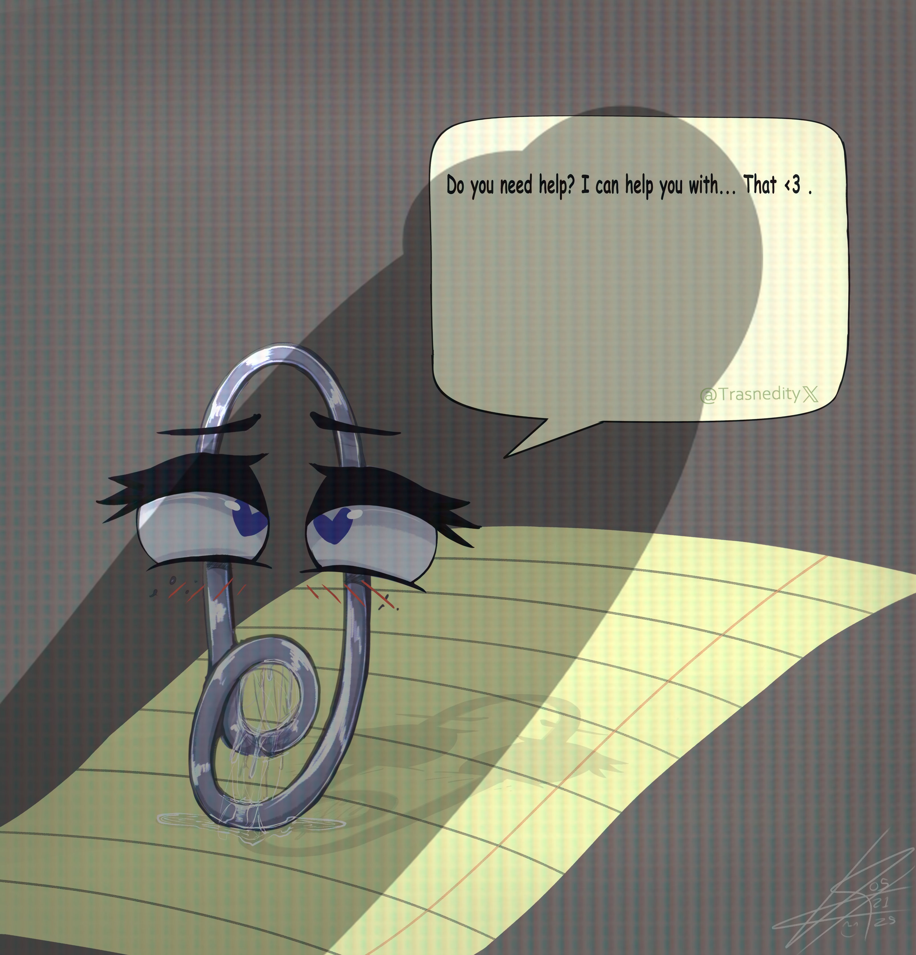 animate inanimate, aroused, asking a question, asking for it, asking viewer, big penis, black text, blush, clippy, creepy, dialogue, embarassed, english text, fingering, flustered, grey body, horny, inanimate object, living object, male, mascot, microsoft, microsoft windows, non-human, office assistant, paper, paper background, paperclip, penis, trasnedity