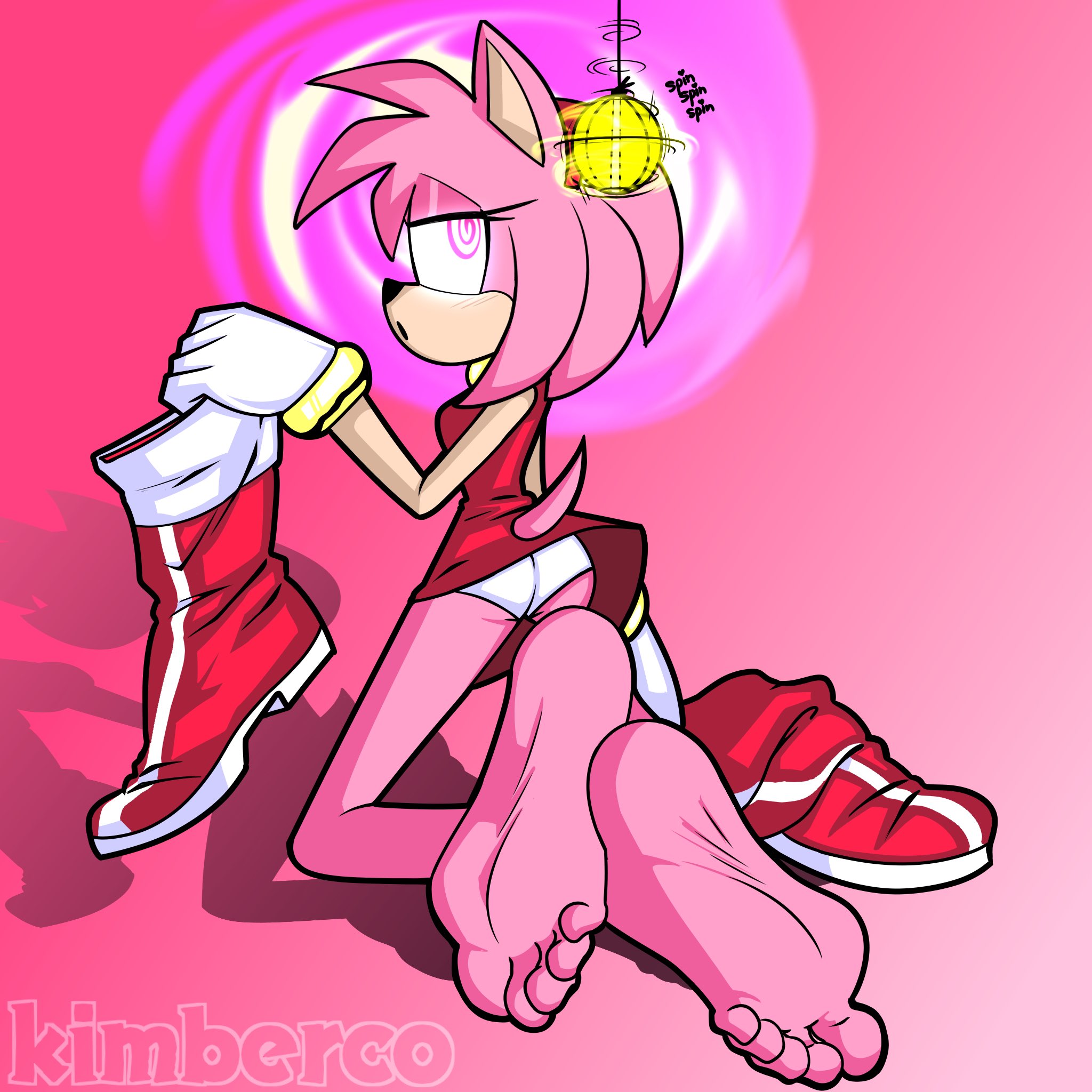 2022, 5 toes, amy rose, anthro, artist name, ass, barefoot, black nose, clothed, clothed anthro, clothed female, clothing, crossed ankles, dress, eulipotyphlan, eyelashes, feet, female, foot fetish, foot focus, footwear, fur, furgonomic dress, gloves, handwear, hedgehog, hi res, holding clothing, holding footwear, holding object, holding shoes, humanoid feet, hypnosis, kimberco, kneeling, mammal, mind control, multicolored body, multicolored fur, panties, pink body, pink fur, pink hair, plantigrade, red clothing, red dress, red footwear, red shoes, sega, shadow, shoes, shoes removed, soles, solo, sonic (series), sonic the hedgehog (series), spiral eyes, tail, tan body, tan fur, tan inner ear, text, toes, underwear, white clothing, white gloves, white handwear, white panties, white underwear