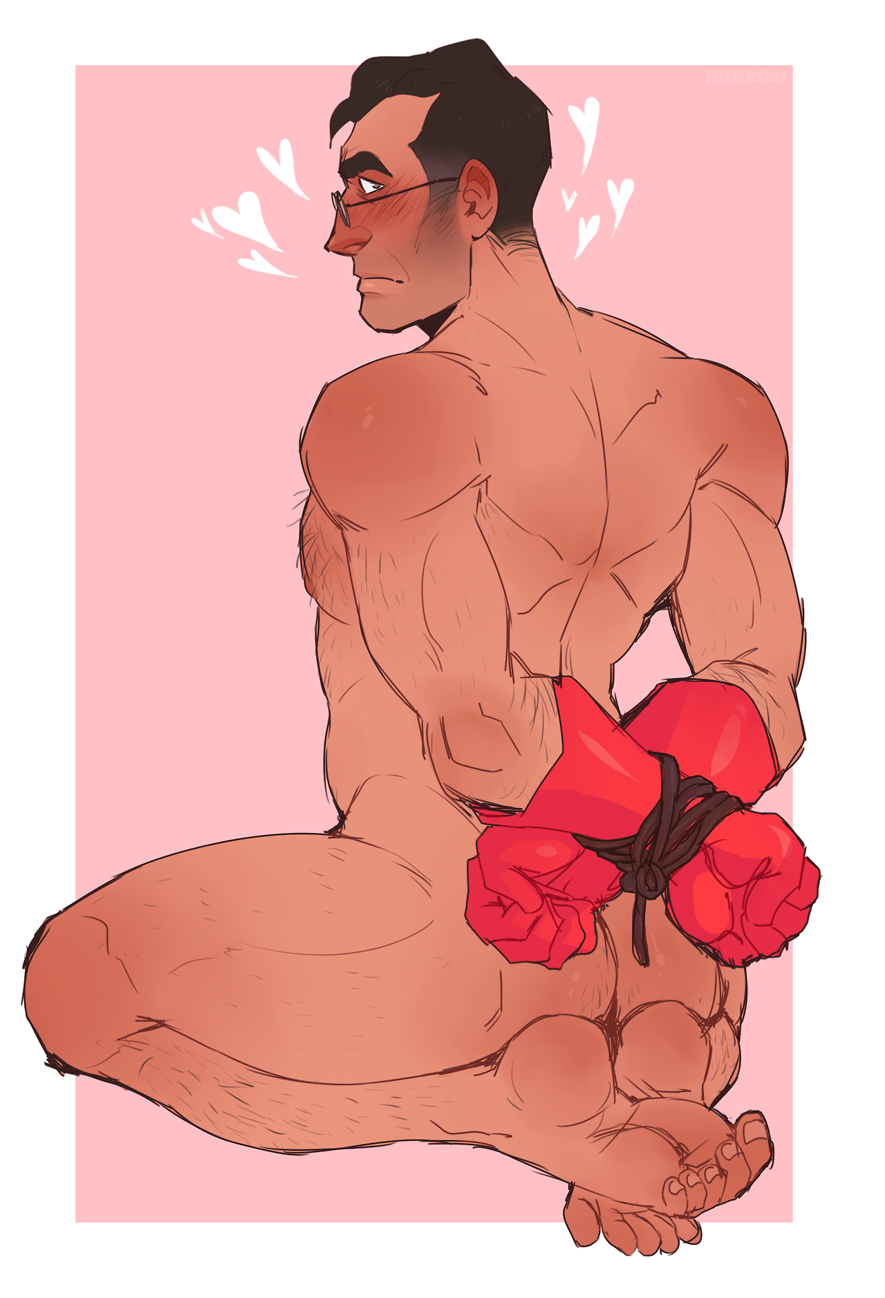 adorable, adorable face, arms behind back, ass, big breasts, blush, busty, busty male, chest hair, curvy, curvy male, cute, cute face, cute male, cutie, dirtyratchet, embarrassed, embarrassed exposed male, embarrassed expression, embarrassed male, embarrassed nude male, forced masculinization, from behind, gloves, gloves only, greying hair, gynecomastia, hairy, hajidere, kneeling, large breasts, leg hair, male, male only, medic (team fortress 2), medical condition, naked gloves, nervous, nervous face, nervous male, nude, older male, rare condition, shy, shy boy, shy male, sideboob, solo, solo male, team fortress 2, tied up, yaoi