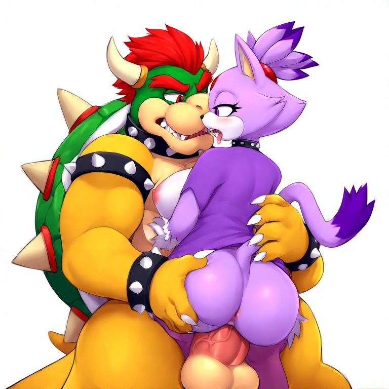 1boy 1girls ai_generated anthro anthro_on_anthro anthro_penetrated balls bedroom_eyes big_balls big_dom big_dom_small_sub big_penis blaze_the_cat blush bowser breasts_out cat_ears feline female furry koopa larger_male male male/female penetration penis_in_pussy rough_sex sex size_difference small_sub smaller_female sonic_(series) sonic_the_hedgehog_(series) straight super_mario_bros.