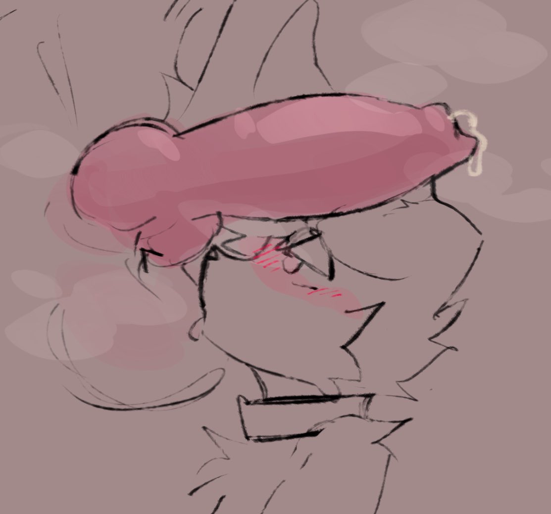 2025, 2boys, anthro, balls, blush, blushing male, canid, canine, canine penis, canis, cockdrunk, collar, dog ears, domestic dog, eyes half open, femboy, furry, gay, knot, knotted penis, licking, licking balls, male, male/male, musk clouds, penis, precum, precum bubble, sammy toyy, tongue, tongue out