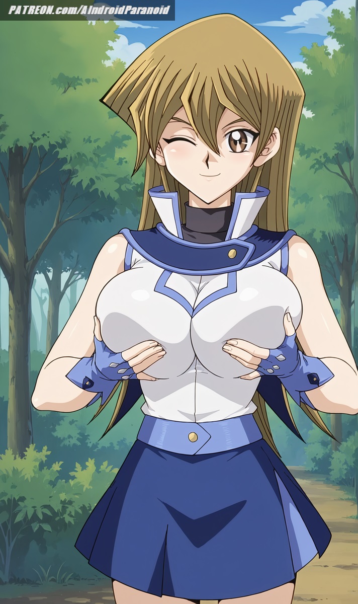 ai_generated aindroidparanoid alexis_rhodes ass asuka_tenjoin big_ass big_breasts blonde_hair breasts busty curvy cute duel_monster fat_ass female female_only forest gold_eyes grabbing_breasts grabbing_own_breast hips huge_breasts large_breasts long_hair narrow_waist outdoors school_uniform schoolgirl shirt skirt slim_waist squeezing squeezing_breast stable_diffusion straight_hair tenjouin_asuka voluptuous waist wide_hips yellow_eyes yu-gi-oh! yu-gi-oh!_gx