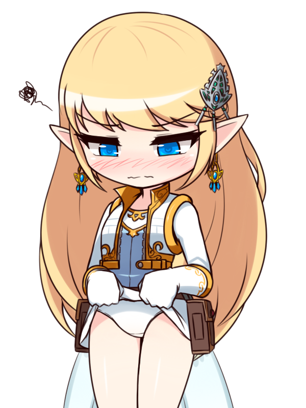 blonde_hair elf elf_ears elf_female elf_girl gloves hair_ornament long_hair maplestory mercedes_(maplestory) panties pointy_ears skirt_lift tagme