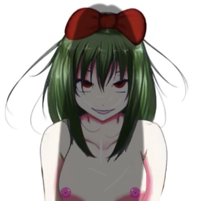 1boy 1girls areolae blossomtea bow breasts collarbone cum cum_on_breasts cum_on_chest cum_on_face dark_green_hair dot_nose edited edited_official_artwork ell182a_(masa_works_design) eyebrows eyebrows_visible_through_hair eyes_up fringe fringe_hair green_hair grin gumi headwear highlights_(coloring) huge_cock huge_penis kitsune_no_yomeiri_(vocaloid) looking_at_penis looking_up mai_shishikusa masa_works_design medium_hair medium_length_hair mv_character nipples nude nude_edit nude_female nude_filter official_art official_artwork_edit oni_to_kitsune_no_hanashi penis penis_shadow pink_lips pink_lipstick pink_nipples red_bow red_eyes red_headwear sanpaku self_upload shiny shiny_hair shiny_skin sidelocks simple_background small_breasts solo solo_female upper_body vocaloid white_background