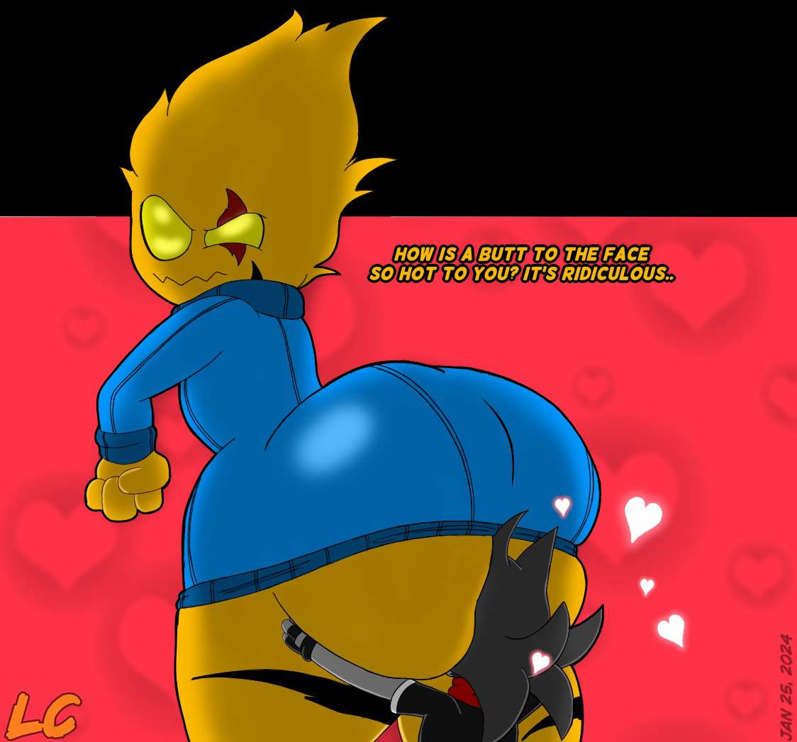 alien annoyed anthro anthro_on_anthro best_friends big_ass bottom_heavy bubble_ass bubble_butt clothed dialogue facesitting fat fat_ass femboy fingerless_gloves fully_clothed gay grey_(shanepr0d) grey_fur huge_ass huge_butt looking_back lwd_cartoonz male/male neil_lash orange_fur scar_across_eye scarf spiky_hair striped_body sweater thick_ass thick_legs thick_thighs tight_clothing tshirt turtleneck_sweater wide_hips yellow_eyes