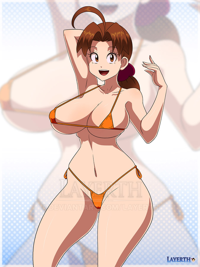 alternate_costume breasts delia_ketchum_(pokemon) female female_only layerth pokemon solo swimsuit