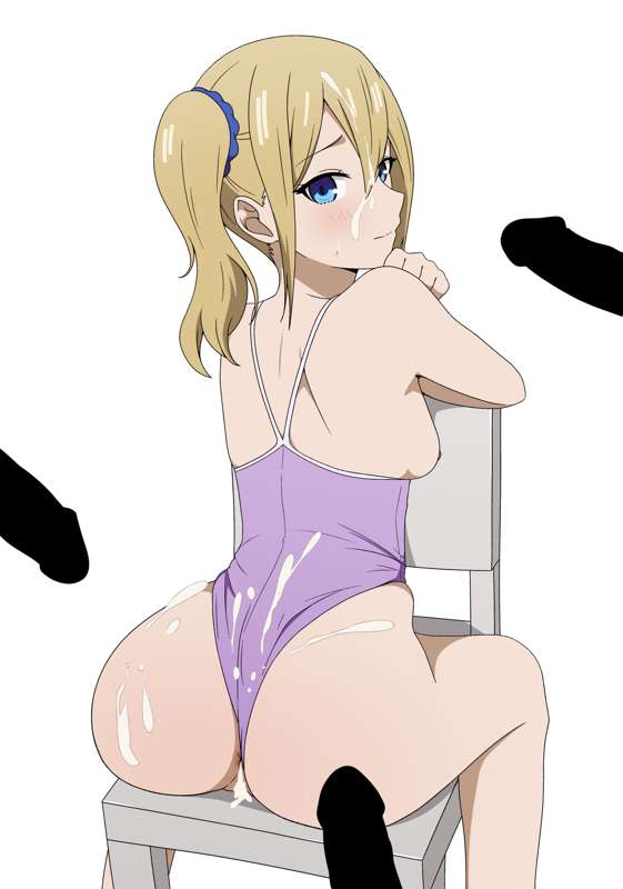 1girls, accurate art style, ass, ass focus, bathing suit, big ass, big butt, blonde hair, breasts, coro fae, enormous ass, enormous butt, female, hayasaka ai, human, kaguya-sama wa kokurasetai ~tensai-tachi no renai zunousen~, male, medium breasts, multiple boys, multiple males, multiple penises, official style, penis, ponytail
